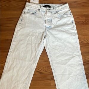 3x1 White Straight Leg Jeans High-Rise Structured